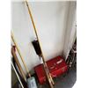 Image 1 : ANTIQUE BOOT BRUSH AND 2 FISHING RODS