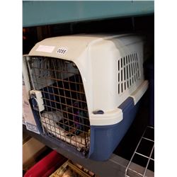 PET KENNEL W/ CONTENTS AND PET FOOD BIN