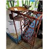 Image 2 : RED CAST IRON PLANT STAND AND SMALL CAST IRON BIRD BATH