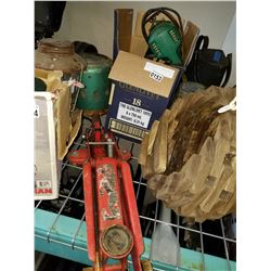 BOX LOT OF POWER TOOLS AND RED JACK