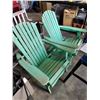 Image 1 : 2 GREEN WOOD FOLDING PATIO CHAIRS