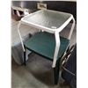 Image 1 : 2 PATIO TABLES AND BATH ASSIST CHAIR