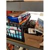 Image 2 : CRATE AND 3 BINS OF CLEANING SUPPLIES, POWER CORDS, SPEAKER WIRE, TOOLS, ETC