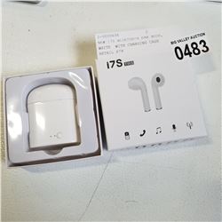 NEW I7S BLUETOOTH EAR BUDS, WHITE WITH CHARGING CASE RETAIL $79