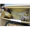 Image 3 : TRAY OF VINTAGE COLLECTIBLES, BRASS CAR, AND ANTIQUE BOTTLES
