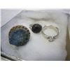 Image 1 : LOT OF 3 SILVER RINGS ONE W/ DROOZY QUARTZ