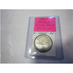 1961 CANADIAN SILVER DOLLAR .800 SILVER