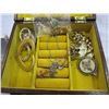 Image 3 : WOODEN JEWELERY BOX W/ CONTENTS AND WATCHES