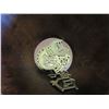 Image 2 : WOOD BOWL W/ BRASS DECOR AND URANIUM GLASS W/ EASTERN DISH AND POCKET WATCH