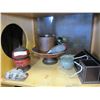 Image 1 : PARTY LITE PLATTER, CANDLE STAND, LIDDED DISH, AND DECOR
