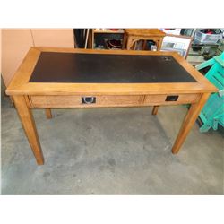 MODERN 2 DRAWER LEATHER TOP DESK W/ USB POWER