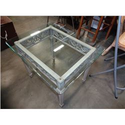 METAL BASE GLASS TOP SIDE TABLE