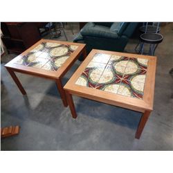 PAIR OF SQUARE TILE TOP ENDTABLES