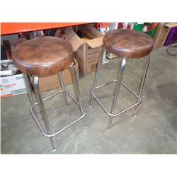 PAIR OF VINTAGE VINYL BAR STOOLS