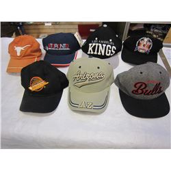 7 BASEBALL CAPS, CHICAGO BULLS, LA KINGS, ARIZONA, TORONTO 50TH NHL ALL STAR AND PIN, TEXAS LONGHORN