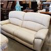 Image 1 : ASHLEY FLOOR MODEL CREAM GENUINE LEATHER POWER RECLINING SOFA, RETAIL $2349