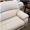 Image 3 : ASHLEY FLOOR MODEL CREAM GENUINE LEATHER POWER RECLINING SOFA, RETAIL $2349