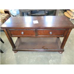 ASHLEY FLOOR MODEL 2 DRAWER CONSOLE MEDIA OR SOFA TABLE, DARK FINISH RETAIL $749