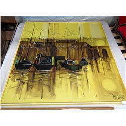 VERY LARGE YELLOW PAINTING ON CANVAS BY ROBERT MCCAINE OF CALIFORNIA