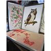 Image 3 : LOT OF 4 KNEEDLE POINT PICTURES, OWLS, AND ABSTRACT