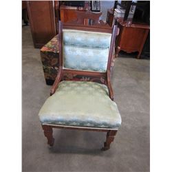 ANTIQUE CARVED UPHOLSTERED CHAIR