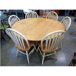 LARGE ROUND DINING TABLE W/ 6 CHAIRS