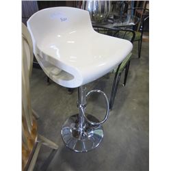 WHITE CHROME GAS LIFT LIFT BAR STOOL