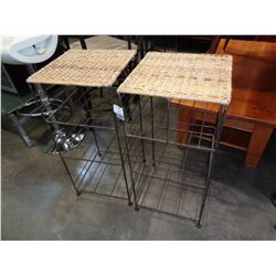 2 WICKER TOP WIRE SHELVES