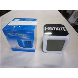 NEW FORTNITE LED ALARM CLOCK , RETAIL $49 BLACK AND WHITE