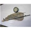 Image 1 : VINTAGE 3 PIECE METAL FISHING ROD AND ANTIQUE FLYWHEEL