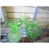 Image 1 : LOT OF GREEN DEPRESSION GLASS SERVING PIECES