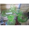 Image 2 : LOT OF GREEN DEPRESSION GLASS SERVING PIECES