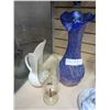 Image 1 : BLUE VASE, ART GLASS, AND CROWN DEVON PITCHER