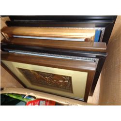 BOX OF SHADOW BOXES AND PRINTS