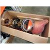 Image 1 : 2 BANKERS BOXES AND LONG BOX OF COLLECTABLES AND LIGHT UP MIRROR