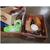 Image 1 : 3 BOXES OF ESTATE ITEMS AND SNOWBOARD BOOTS