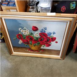 FRAMED FLOWER NEEDLEPOINT