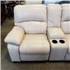 Image 2 : ASHLEY FLOOR MODEL CREAM GENUINE LEATHER POWER RECLINING AND ROCKING LOVESEAT WITH CONSOLE RETAIL $2