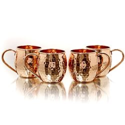Copper Moscow Mule Set - 4 mugs, straws, and shot mug