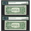 Image 2 : Lot of (2) Consecutive 1957A $1 Silver Certificate Notes PMG Superb Gem Unc 67EP