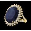 Image 1 : 19.72 ctw Sapphire and Diamond Ring - 14KT Yellow Gold