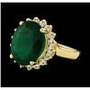 Image 1 : 6.00 ctw Emerald and Diamond Ring - 14KT Yellow Gold