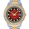 Image 1 : Rolex Mens 2 Tone Red Vignette String VS 3 ctw Channel Set Diamond Datejust Wris