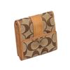 Image 3 : Coach Brown Beige Monogram Canvas Tan Leather Trim Small Wallet