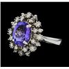 Image 1 : 3.23 ctw Tanzanite and Diamond Ring - 14KT White Gold