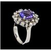 Image 4 : 3.23 ctw Tanzanite and Diamond Ring - 14KT White Gold