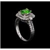 Image 4 : 0.99 ctw Tsavorite and Diamond Ring - 14KT White Gold