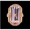 Image 2 : 17.17 ctw Kunzite and Diamond Ring - 14KT Rose Gold