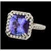 Image 1 : 5.71 ctw Tanzanite and Diamond Ring - 14KT White Gold