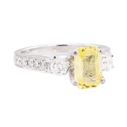 1.90 ctw Yellow Sapphire And Diamond Ring - 18KT Yellow Gold